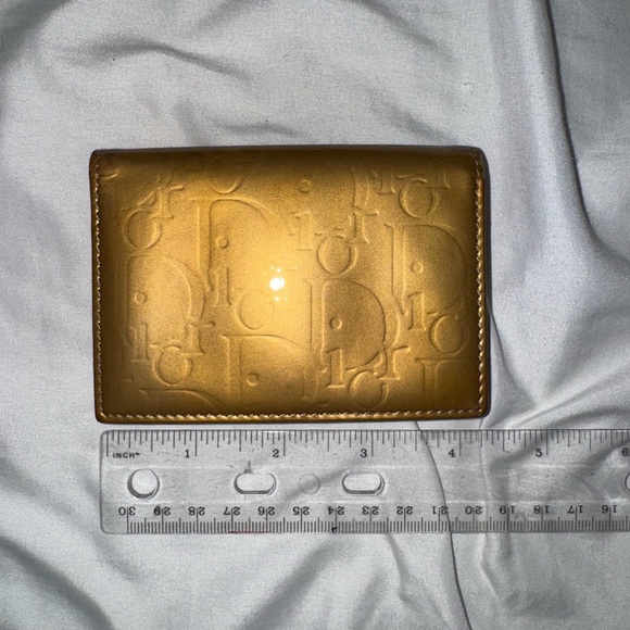 Gold And Pink Dior Card Holder Wallet - Patent Leather Oblique Pattern - Picture 14 of 16